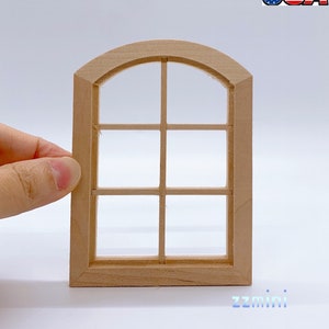 1/12 Dollhouse Miniature Wooden Window Unfinished Frame Doll Housework Decoration