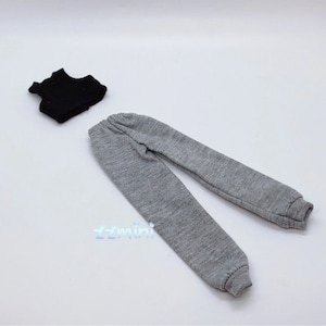 2pcs Handmade White Tee and Grey Pant For 11.5inch Fashion Doll Princess Top Doll Clothes 1/6 Toy