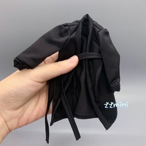 Fashion Doll Black Long Sleeved Collar Pajama Nightgown For 11.5in Fashion Royalty Silkstone BJD Dresses Clothes