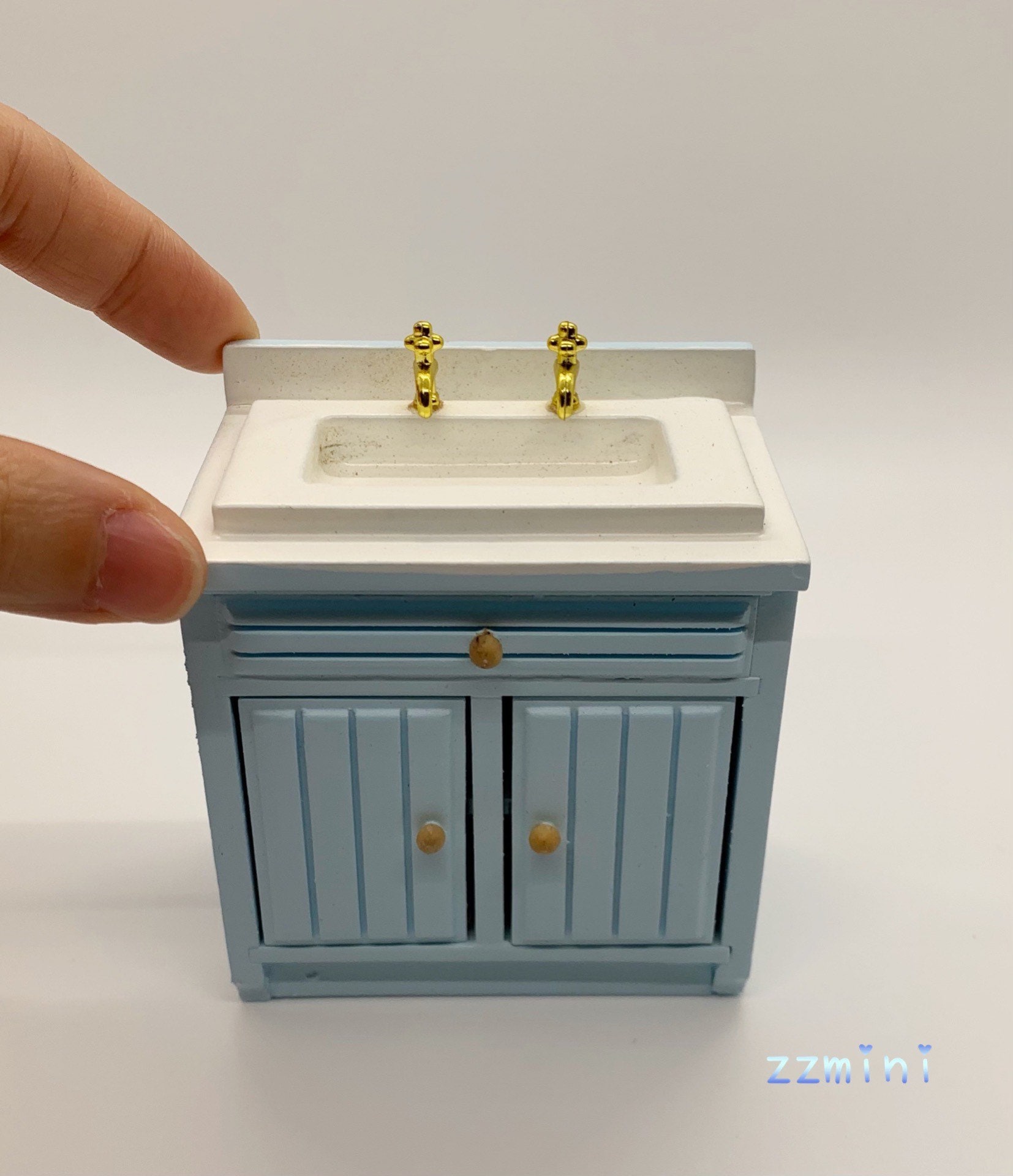 TOYANDONA Miniatur Schrank Dekoration - Blauer Puppenhaus Kabinett Mini Möbel Zubehör Für Mini Haus
