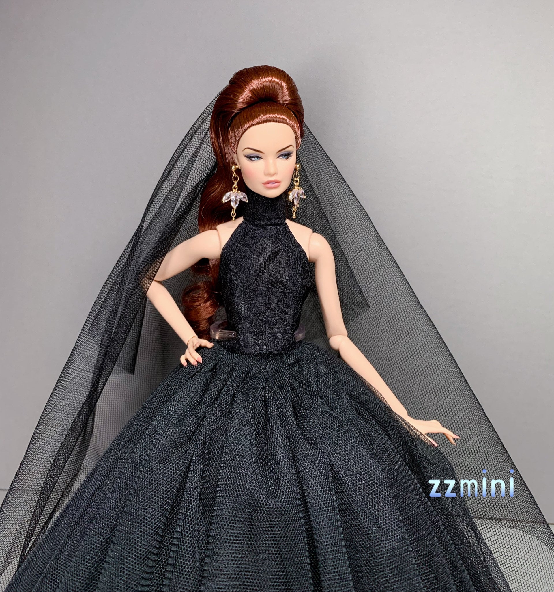 barbie black evening dress Catherlyn evening dress – Modest Barbie main image 1