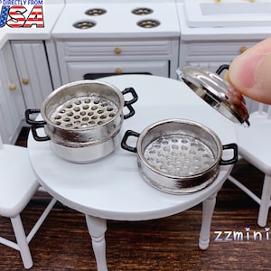 4 STÜCKE Real Tiny Mini Küche Kochen Dampfer 1:12 Puppenhaus Miniatur Verwenden Für Echte Mini Essen Tiny Kochen Spielzeug
