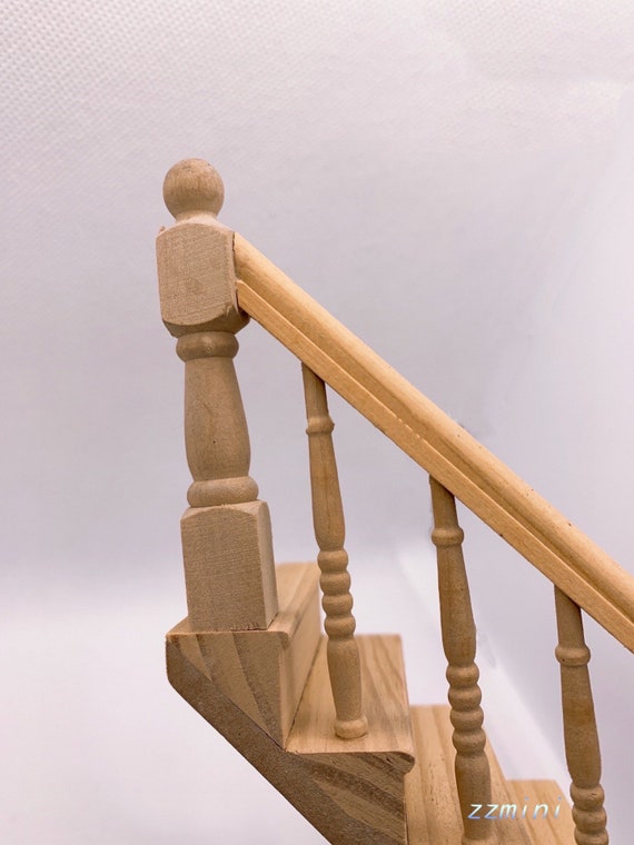 1/12 Dollhouse LEFT Miniature Staircase Straight Handrail Stair