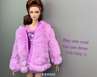 Purple Artificial Fur Coat Jacket For 11.5in Fashion Doll Princess Doll Clothes 1/6 Toy