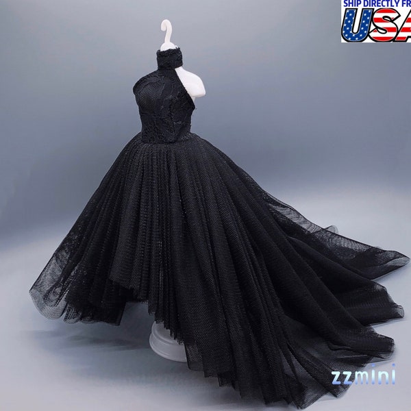 NEW! High Quality Handmade Clothes For 11.5'' / 30cm Fashion Doll Dress Black Gown Wedding Dress