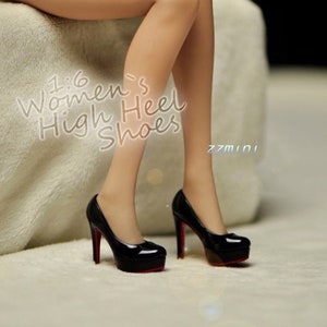 1/6 Black High Heel Shoes For 12"/30cm PHICEN TBLeague Action Figures Toy Female