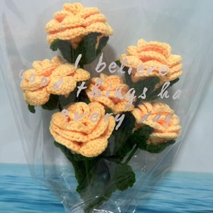 Hand Crocheted yellow rose bouquet flower arrangement gift for her Valentine&#39;s Day gift mother&#39;s Day gift