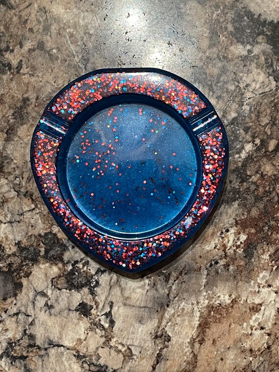Blue Glitz Ashtray