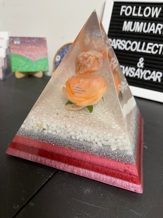 Rocky Rose Resin Pyramid (large)