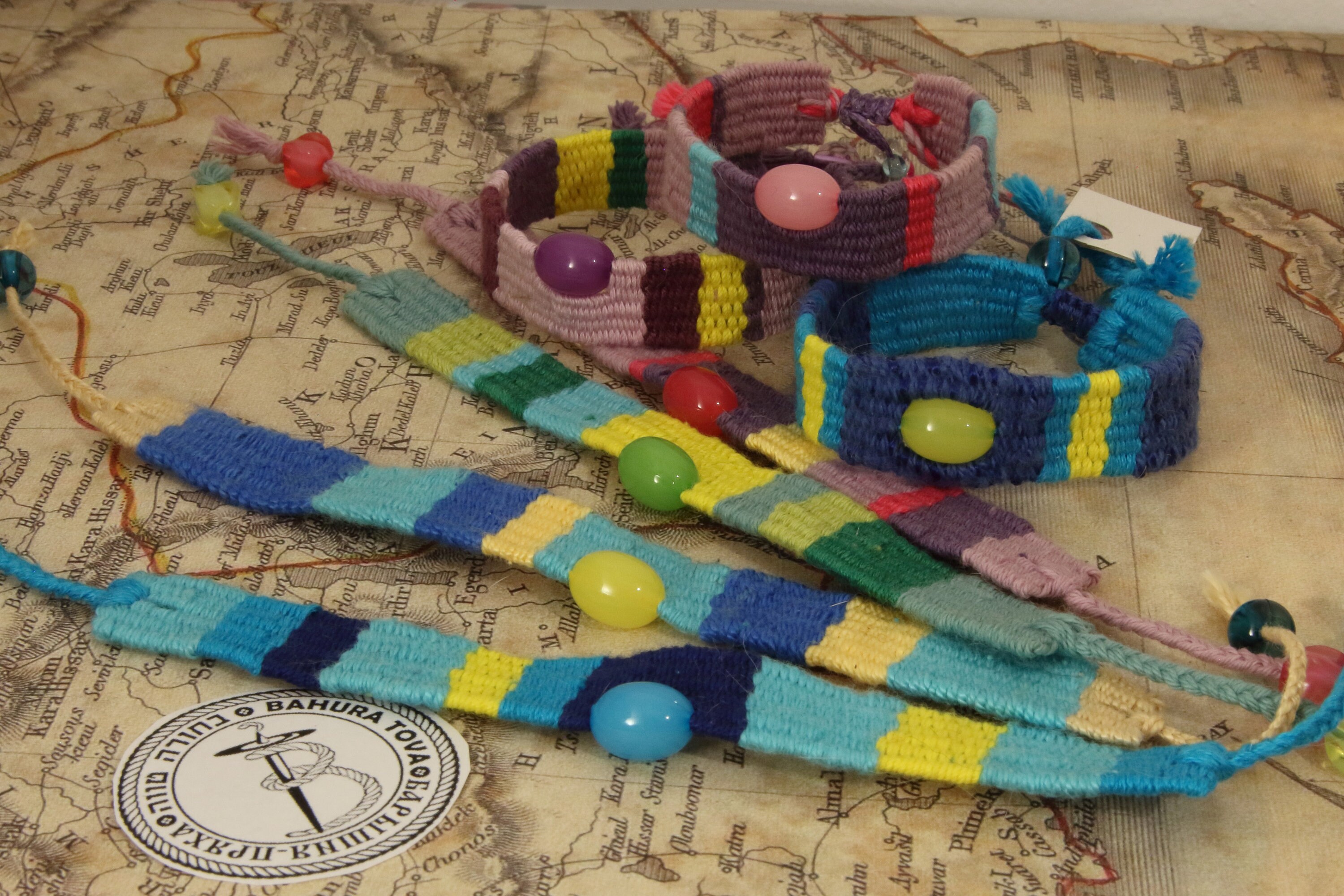 Bracelet Cotton Handwoven Handmade Textile With Acrylic Beads Etsy UK