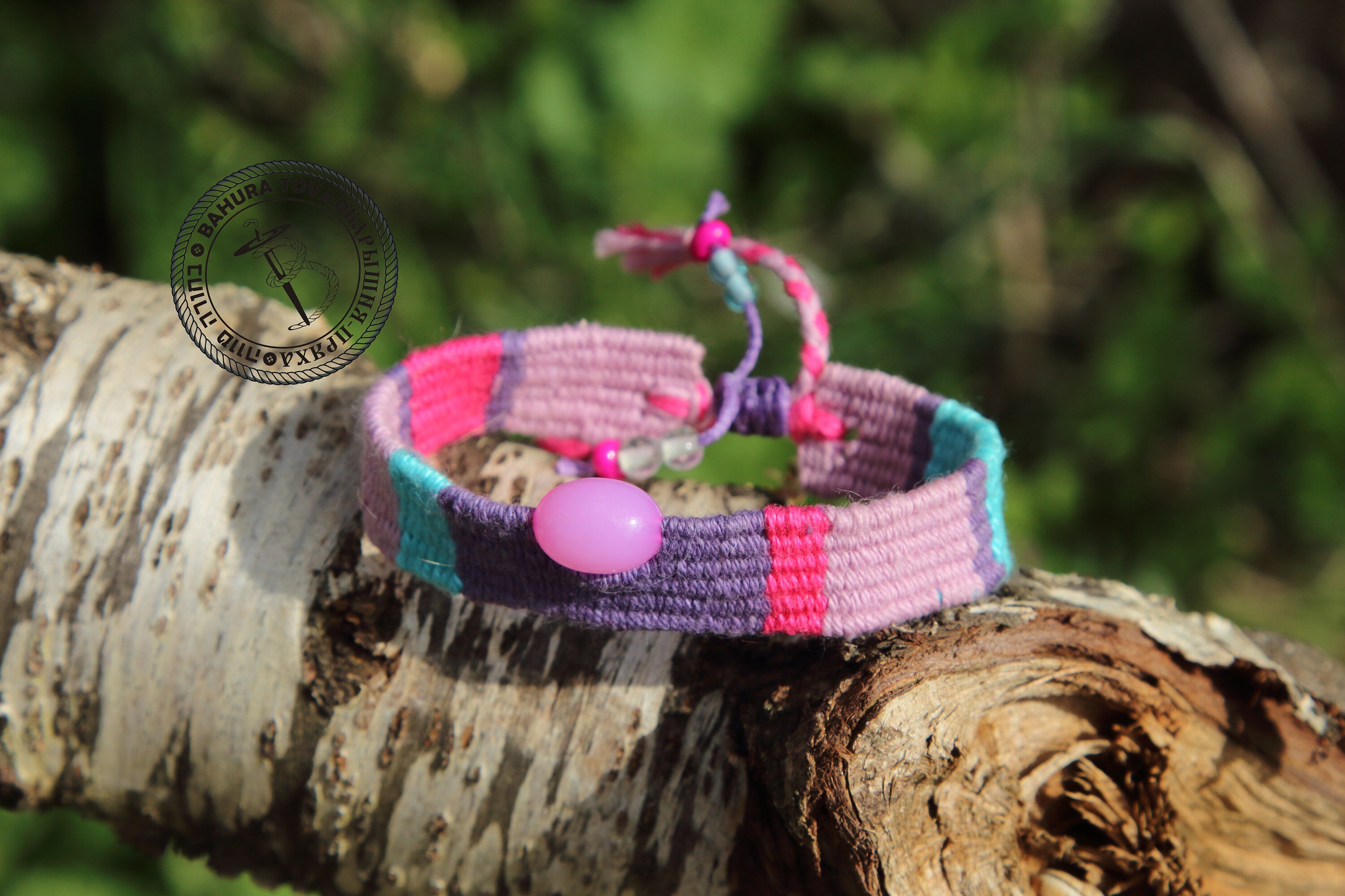 Bracelet Cotton Handwoven Handmade Textile With Acrylic Beads Etsy UK