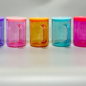 Wholesale Bulk Colored Jelly Clear 17oz Glass Mug Blank