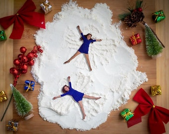 Christmas Digital Backdrop Photography, flour snow angel, Christmas Digital Background