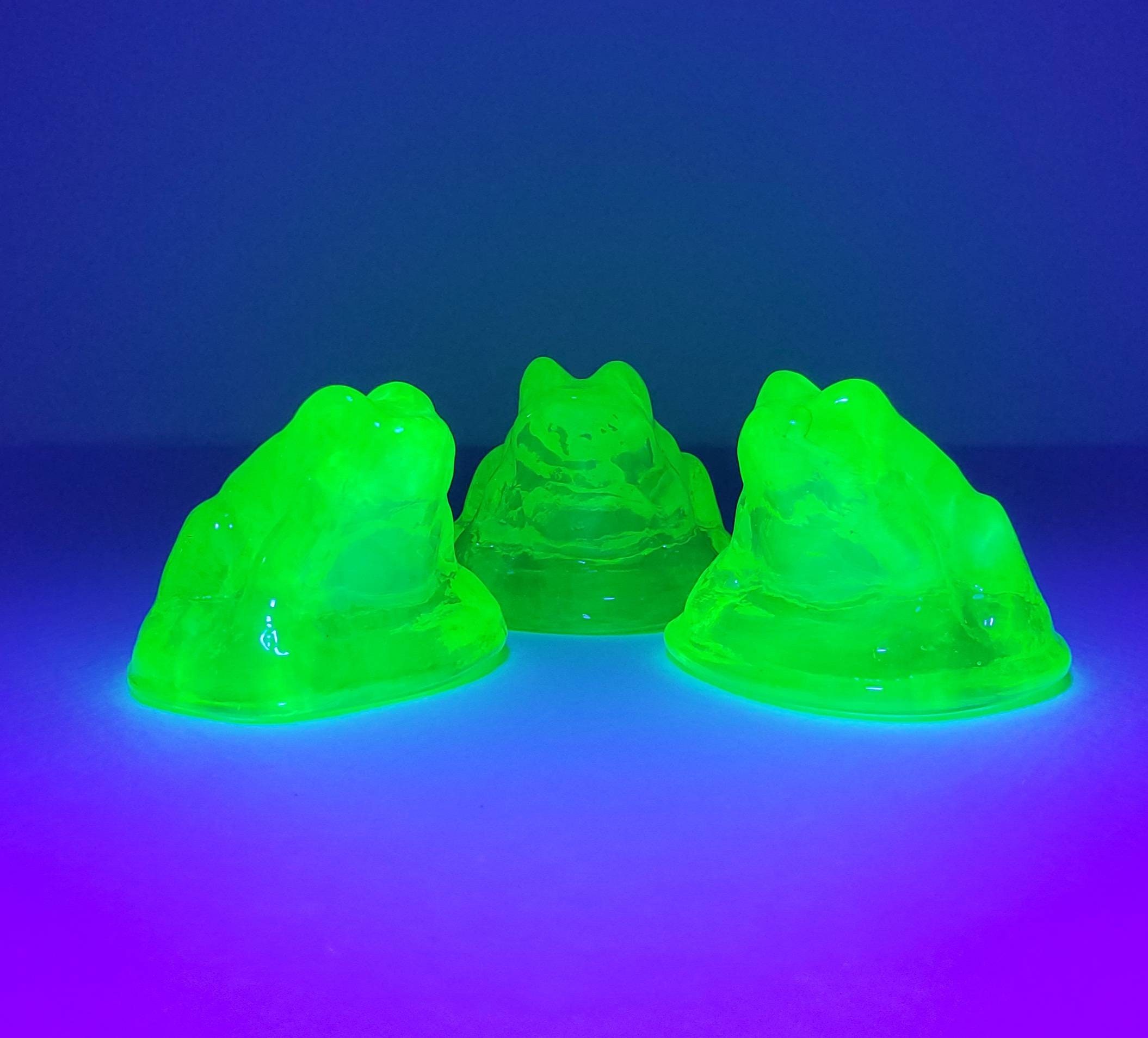 Single Uranium Glass Frog Figurine Etsy