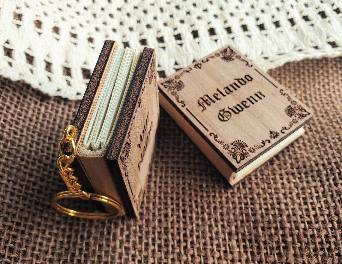 Personalized Mini Book Keychain Custom Name Mini Book Etsy