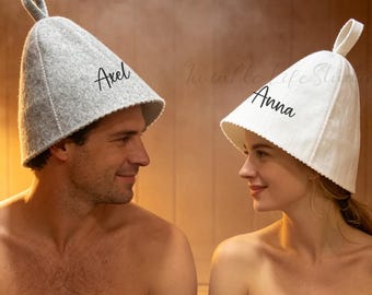 Wool Felt Sauna Hat with Embroidered Name,Custom Wool Felt Banya Hat,Sauna Cap for Men & Women,Finnish Sauna Gift,Wellness Gift,Unisex Cap