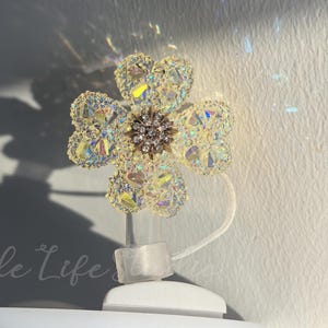 Bling Yellow Crystal Clover Straw Topper,Rhinestone Clover Straw Cover,Butter Sunflower/Butter Gloss/Pomelo Tumbler Straw Topper Accessories
