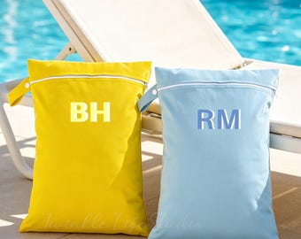 Personalized Shadow Monogram Wet Bag,Waterproof Storage Bag,Personalized Pool Bag,Waterproof Daycare Pouch for Kids,Spare Clothes Bag,Gift