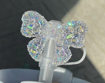 Colorful Bow Straw Topper,Bling Laser Bow Straw Cover,Coquette Bow Straw Topper,Reusable Straw Dust Topper Plug,Drink Straw Cap,Best Gift