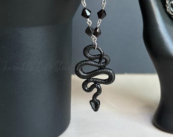 Snake Tumbler Handle Charm,Deadly Damask Snake Tumbler Charm,Goth Tumbler Handle Pendant,Halloween Charm,Spellcast Black Tumbler HandleCharm