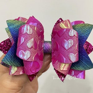 Beeren-Trüffel Strohschleife Strohbecher Topper Schleife, Fuchsia irisierender Trommelschleife, Hot Pink Herz Glitzerschleife Trinkbecher Topper Zubehör