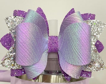 Sparkle Purple Iridescent Straw Tumbler Topper Bow, Lavender Lilac Purple Pastel Tumbler Bow Glittery Dahlia Shimmer Bow Tumbler Accessories