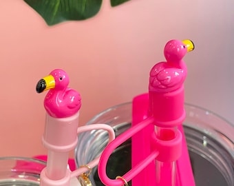 Cute Flamingo Hot Pink Straw Topper,Unique Fun Flamingo Animal Straw Covers,Hot Pink Girl Straw Caps Topper,Tumbler Accessories,Party Favor
