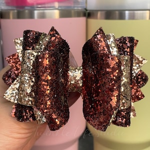 Brown & Gold Glitter Tumbler Straw Topper Bow,Polished Rose Gold Tumbler Accessories,Tyla Tumbler Straw Bow,Chocolate Gold Tumbler Straw Bow