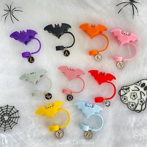 Unique Fun Halloween Bat Straw Topper,Silicone Bat Straw Top Cover Charm,Drink Tumbler Accessories,Halloween Party Evil Bat Drink Straw Caps
