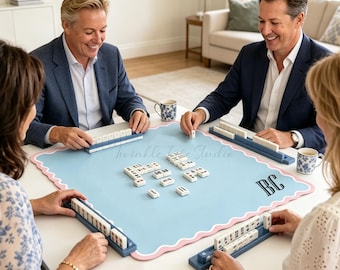 Monogram Printed Majiong Mat,Personalized Mahjong Table Cover,Nonslip Backing Noise Reduction Table Protection,Game Pad,Mahjong Accessories