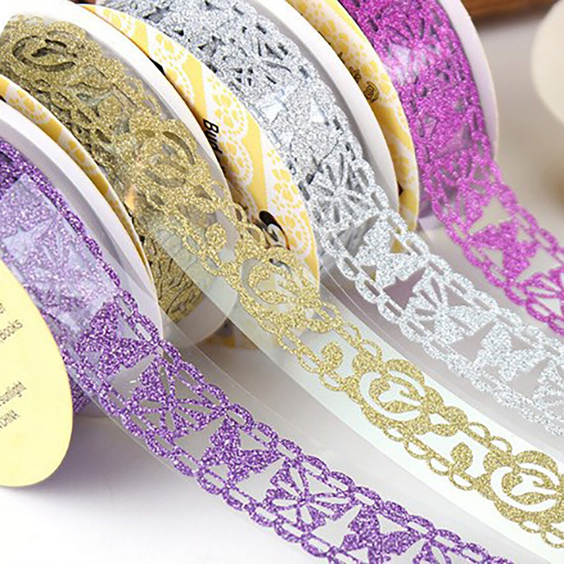 Creative Lace Washi Tapes Hollow Glitter Washi Paper Tapes Etsy