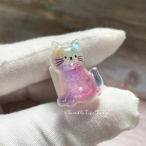 Glanzende regenboog kattenstro-topper, kawaii cartoon kattenstro-topcover, bekeraccessoires, schattige kat dier strohoedjes voor meisjes, beste cadeau voor haar