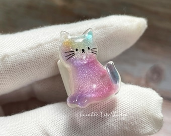 Glänzender Regenbogen Katzen Stroh Topper, Kawaii Cartoon Katze Stroh Top Cover, Becher Zubehör, niedliche Katzen Tier Strohkappen für Mädchen, bestes Geschenk für sie