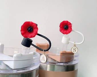 Verse Rode Klaproos Bloemen Stro Topper, Poppy Siliconen Stro Cover, Rode Bloemen Stro Caps, Tumbler Accessoires, Stro Cap voor Feest, Beste Cadeaus