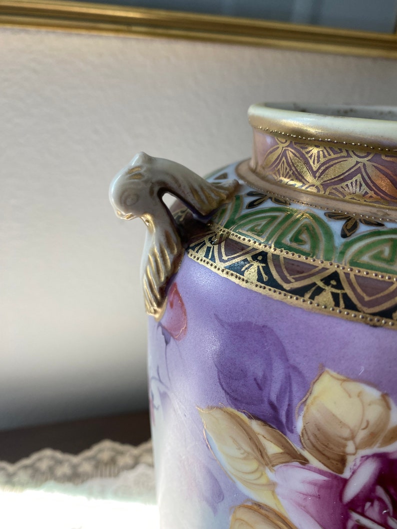 Antique Nippon Hand Painted Vase With Koi Fish Handles - Etsy