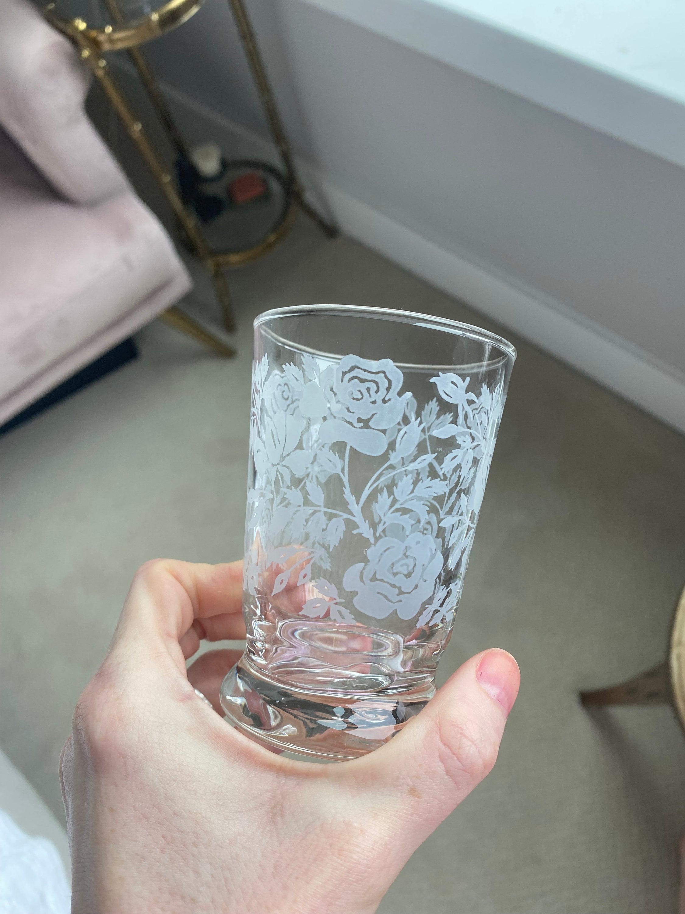 Vintage Libbey White Rose Flower Juice Glasses Set of Four Etsy