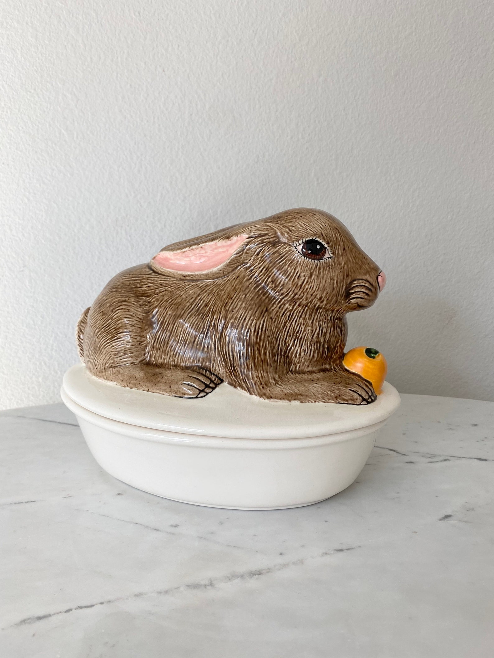 Vintage One of a Kind Ceramic Bunny Dish With Lid Etsy