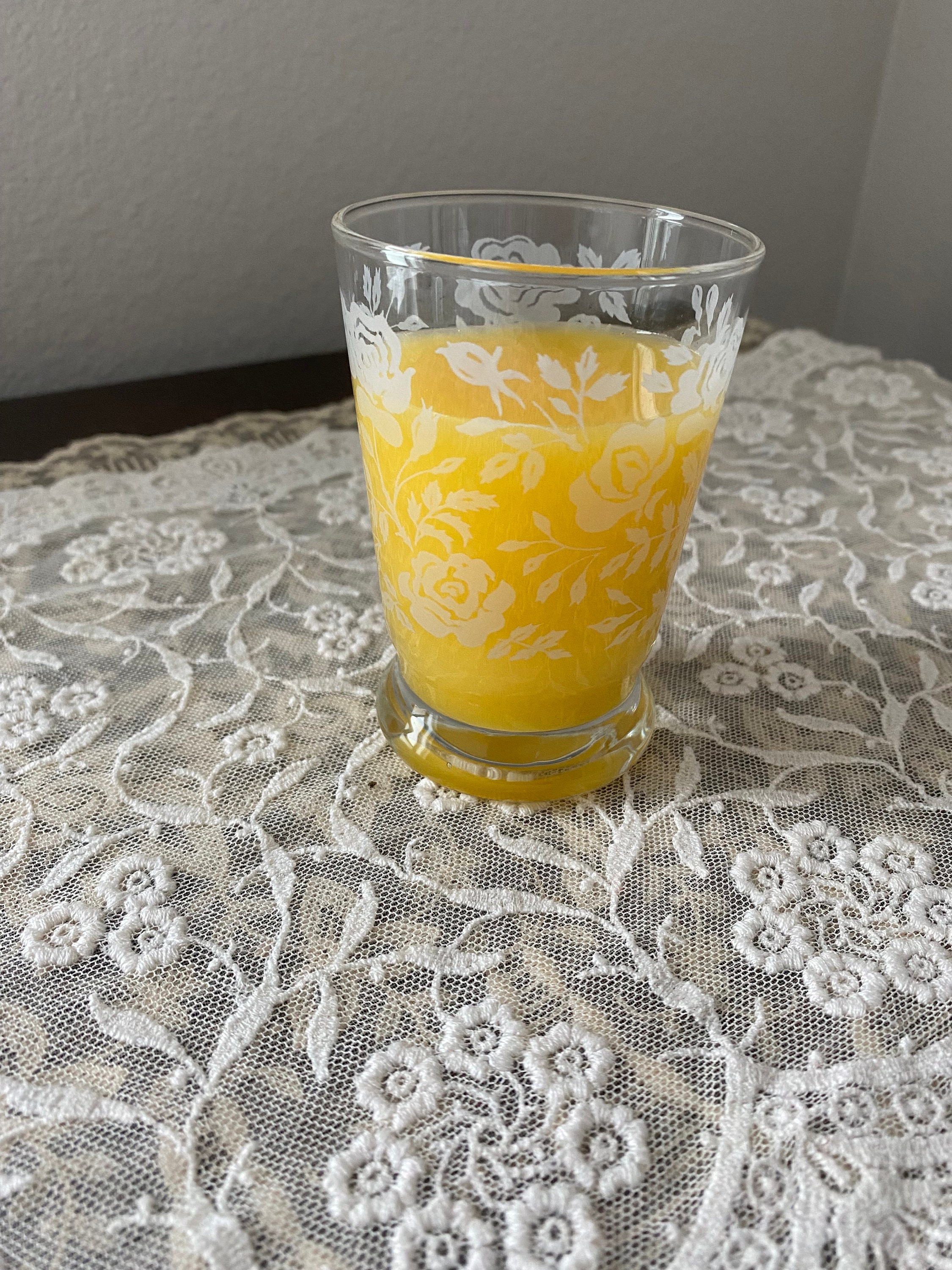 Vintage Libbey White Rose Flower Juice Glasses Set of Four Etsy