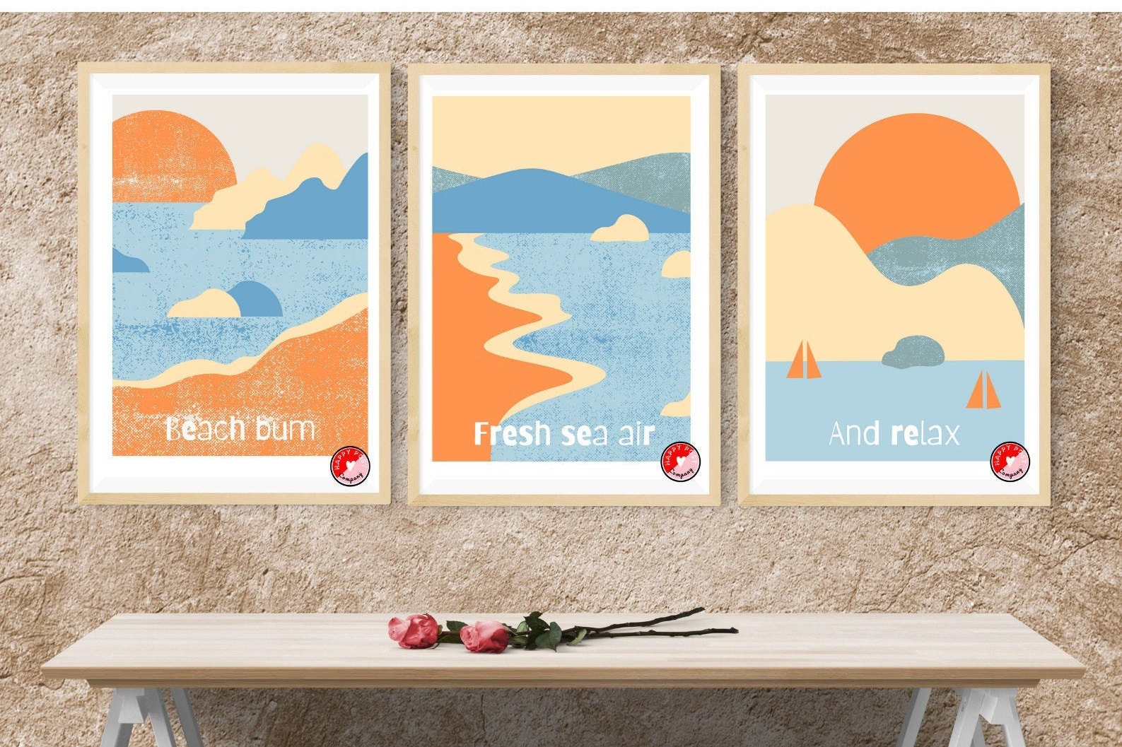 Set of 3 BEACH DIGITAL DOWNLOAD Prints Beach print Summer Etsy