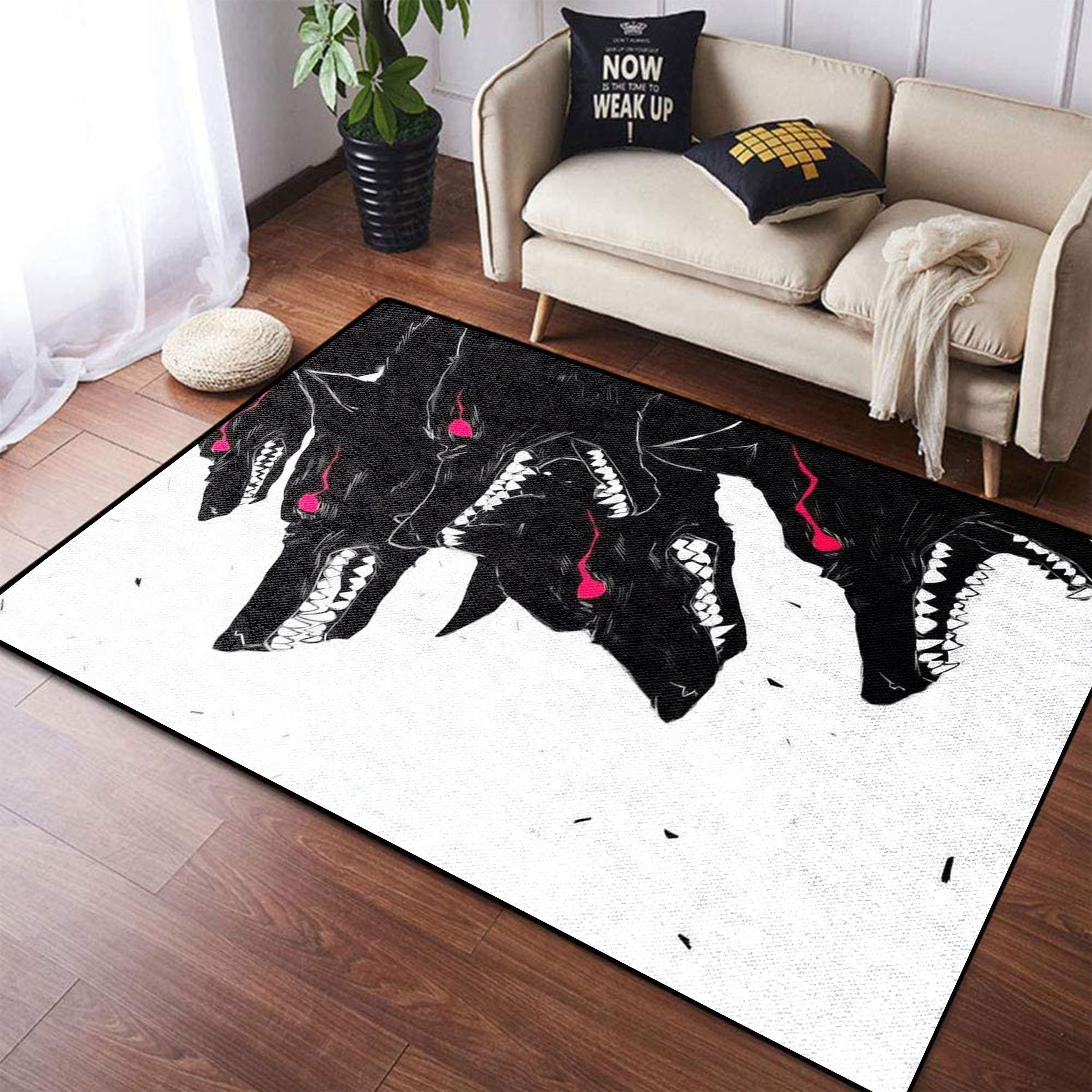 Wolf Area Rug Wolf Hunter Black White Carpet Hunter Color Etsy