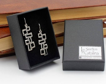 Large geometric earrings from the OKNA collection. Handmade in Sterling Silver