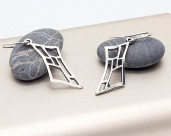 Contemporary openwork earrings - Handcrafted 925 silver earrings - DEGELI model