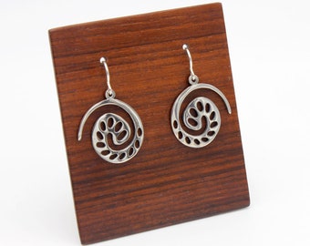 Openwork spiral ethnic style earrings. Handmade in Sterling Silver 925