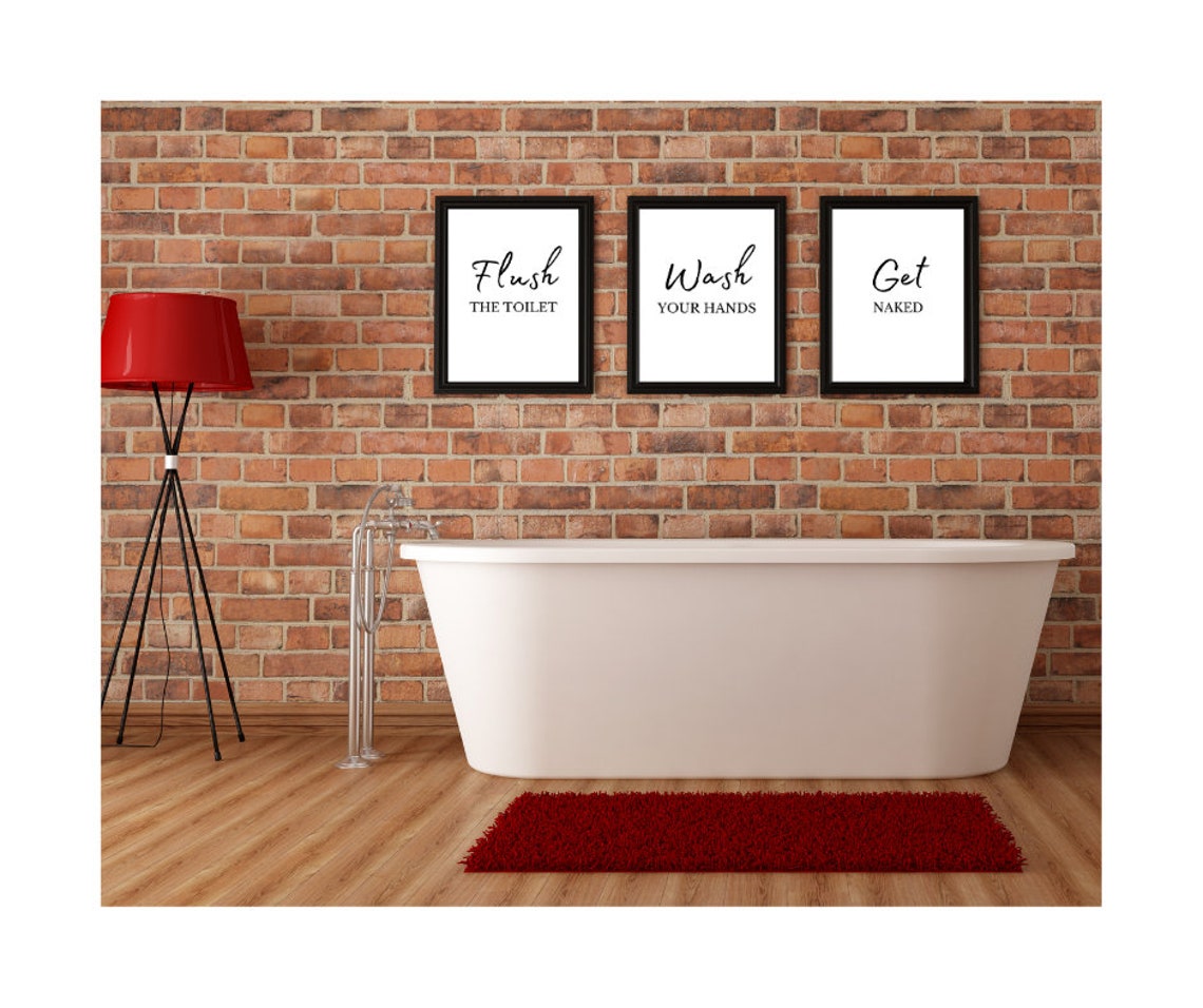 Bathroom Prints Set of 3 Wall Art Wall Sign | Etsy