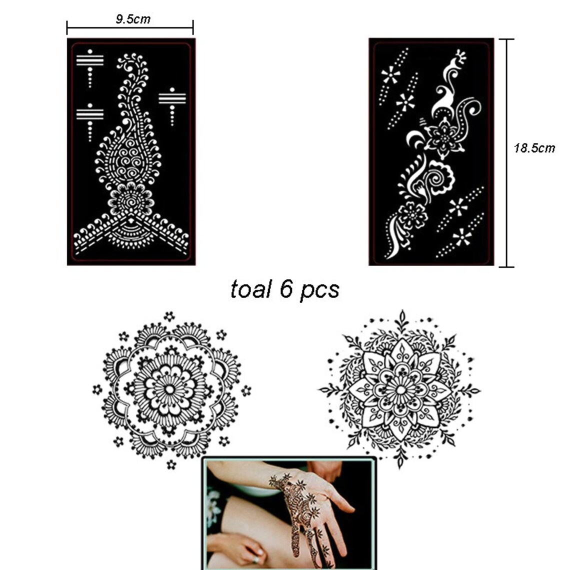 6 piezas Henna Tattoo Stencil Mehndi Aribrush Plantillas para Etsy