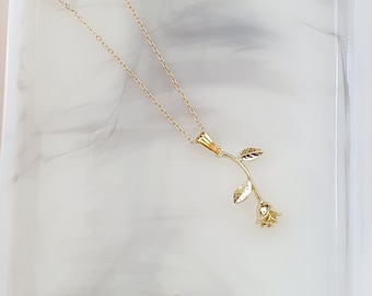 Collier à pendentif rose doré | Chaîne plaquée or 18 carats