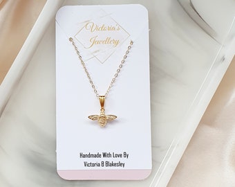 18K Gold Plated Bee Necklace | Dainty Stainless Steel Pendant