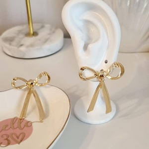 Gold Bow Ribbon Earrings | Minimalist Gold Earrings | Bowknot Stud Earring | Gift For Her