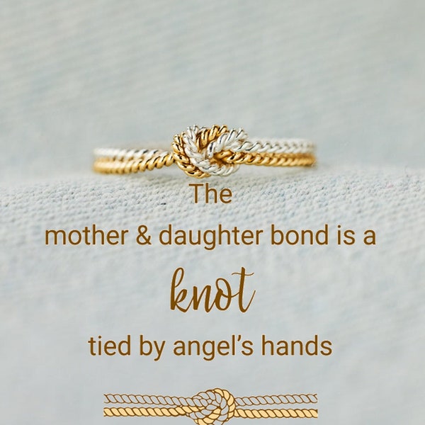 Mother & Daughter Bond Handcrafted Two Strand Knot Ring - The Mother And daughter Bond Is A Knot Tied By Angel’s Hands - Gift For Her