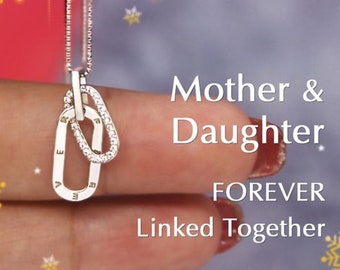 Mother & Daughter Forever Linked Together Necklace-925 Silver Necklace-Family Gift- Birthday Gifts-Fashion jewelry Necklace-Christmas Gifts